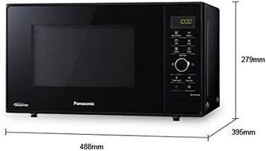 Мікрохвильова піч Panasonic NN-GD35HBGTG з грилем та функцією пароварки, 23 літри, чорний колір