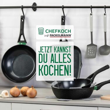 Гриль-сковорода Chefkoch Fackelmann Hamburg з керамічним покриттям, 28 см - антипригарна, з переробленого алюмінію, для всіх типів плит, сумісна з духовкою