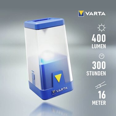 Кемпінговий ліхтар VARTA LED Ambiance L20 з димером та кольоровими режимами, працює від 6x AA батарей, для риболовлі, відпочинку на природі, аварійних ситуацій, без батарей