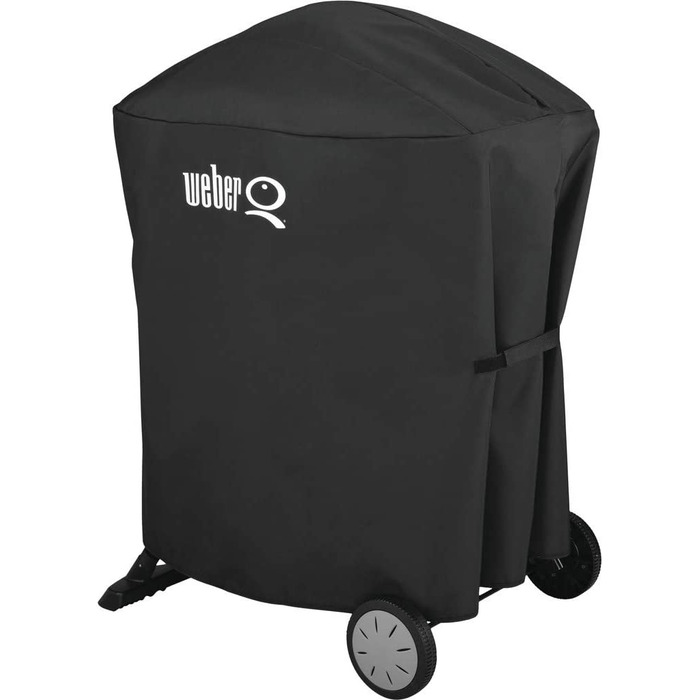 Преміум чохол для гриля Weber Q1000/2000 з підставкою чи візком, дихаючий, захист від ультрафіолету та води, захисний чохол від вітру та дощу, з липучками для фіксації, чорний (7120)