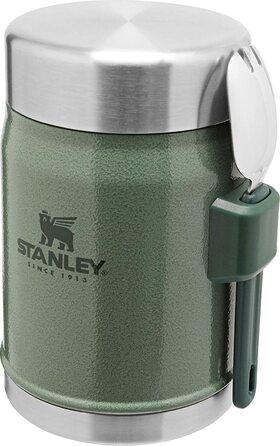 Термос для їжі Stanley Classic Legendary 400 мл з ложкою-виделкою, нержавіюча сталь, 7 годин збереження температури, BPA-free, підходить для посудомийної машини, зелений Hammertone