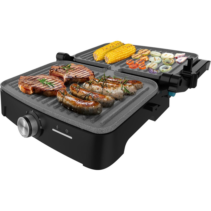 Електрогриль Cecotec Rock'nGrill 2000 з відкритим грилем, 2000 Вт, регульована температура, антипригарне покриття