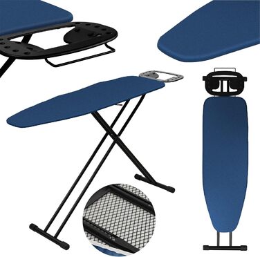 Праскадошка KADAX 120x38 см, складана, регульована по висоті, з антипригарними ніжками та 8 мм пінною підкладкою, темно-синя