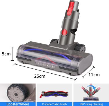 Насадка-щітка для пилососа Dyson V7/V8/V10/V11/V15 з LED, для килимів, паркету та твердих підлог, заміна щітки з блокуванням тригера