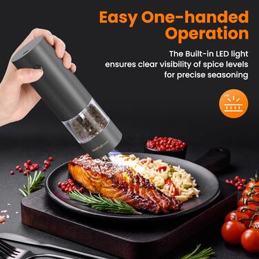 Набір електричних млинків для солі та перцю SIMPLETASTE, USB-аккумуляторні з керамічним механізмом, 2 шт