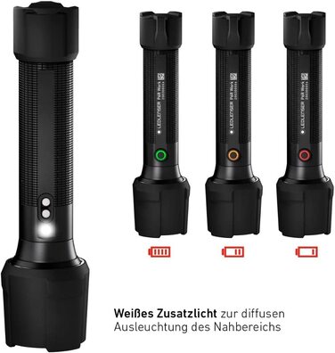 Ліхтарик Ledlenser P7R Work, LED, акумуляторний, 900 люмен, IP68, 21700 Li-ion, фокусування, висока CRI, USB-магнітна зарядка, дальність 240 м, станція зарядки