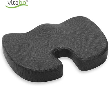 Подушка ортопедична для сидіння з піни Memory Foam та гелем, чорна | Підтримка куприка, ергономічна форма
