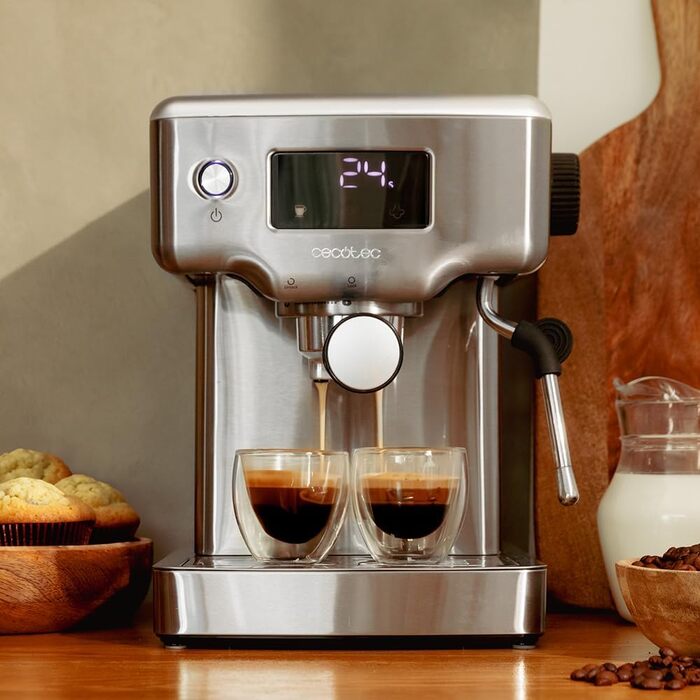 Кавомашина Cecotec Power Espresso 20 Barista Compact 1465 Вт, 20 бар, термоблок, резервуар 1.8 л, підігрів чашок