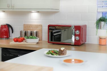 Мікрохвильова піч Russell Hobbs RHMM701C Solo 17л, 700 Вт, червона: 5 рівнів потужності, таймер, розморожування, легке очищення