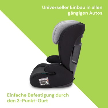 Дитяче автокрісло Booboo Safety Oslo без Isofix, i-Size 100-150 см, з підголівником, від 3 років, чорний/сірий