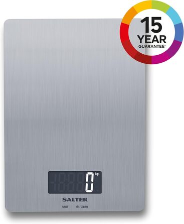 Електронні кухонні ваги Salter 1103 SSDR, до 5 кг, нержавіюча сталь, LCD-дисплей, тара, вимірювання рідин, метрична/імперська шкала, компактний дизайн