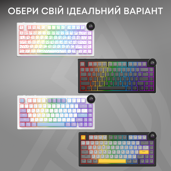 Бездротова механічна клавіатура Ajazz AK820 V2 White Peach Switch (AK820-V2-WP-S-W)