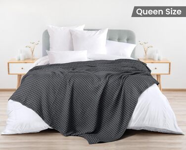Комплект вафельних ковдр Utopia Bedding з 100% бавовни, літні легкі ковдри (4 шт.), 228x228 см, антрацит