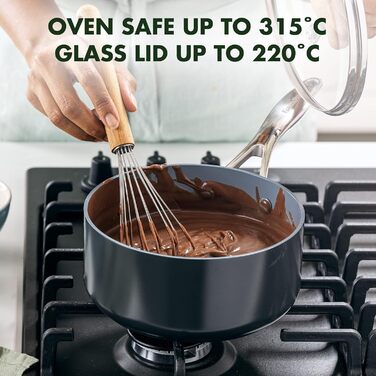 Каструля GreenPan Valencia Pro 18 см/2 л з кришкою, антипригарна керамічна, PFAS-free, для індукції, сірий колір, підходить для посудомийки та духовки