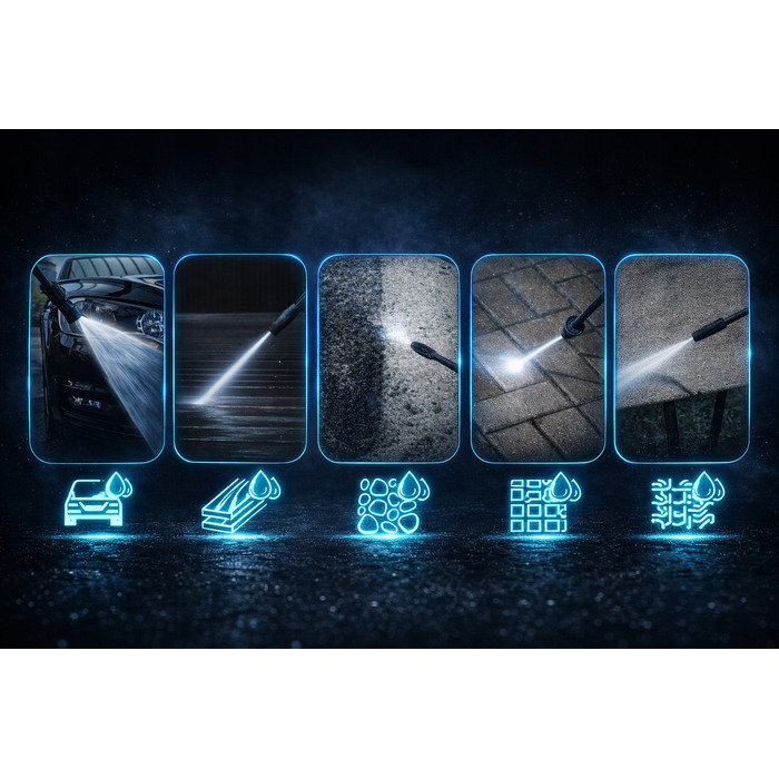 Мийка високого тиску VENOM 1800W, алюмінієвий насос, 140 бар, шланг 5,2 м з котушкою