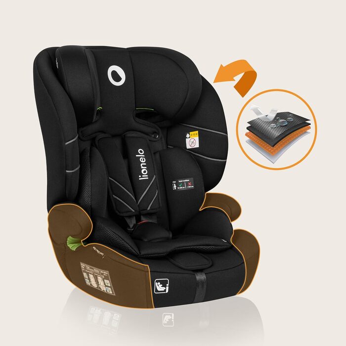 Автокрісло Lionelo Levi One i-Size 76-150 см, Група 1 2 3, Чорний, R129 i-Size
