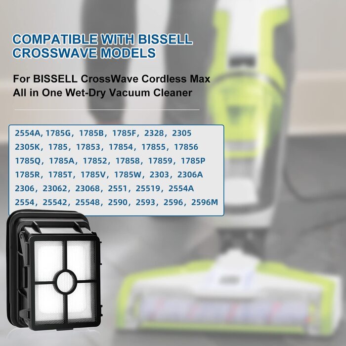 Набір фільтрів Leadaybetter для пилососа Bissell Crosswave 3-в-1, 4 шт. (модель 1866F, сумісний з 17132, 2225N Pet Pro), аксесуари для вологого та сухого прибирання