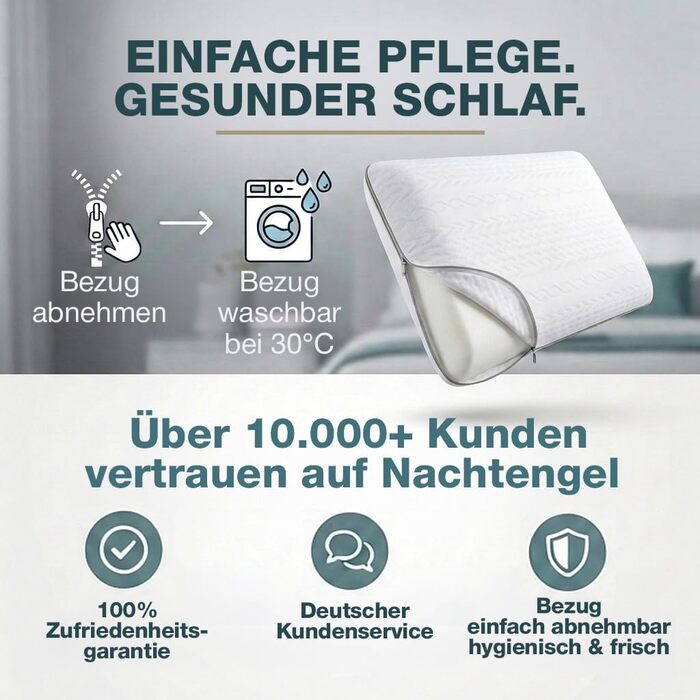 Ортопедична подушка для сну 40x60 з Memory Foam та підтримкою шиї – біла подушка для спини, живота та бокового сну Oeko-TEX, 12 см