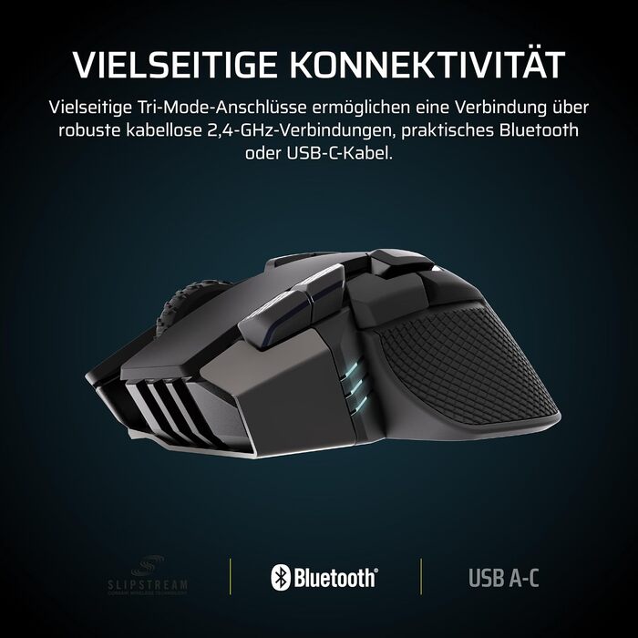 Бездротова ігрова миша Corsair IRONCLAW Wireless SE (2026) чорна: 26,000 DPI, ергономічний дизайн для великих долонь, 10 програмованих кнопок, для MOBA, FPS, MMO