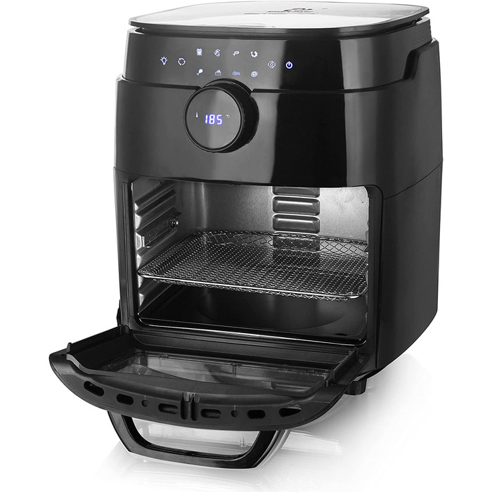 Аерофритюрниця Emerio XXL 13л Smart Fryer AF-121914 з ротисатором, кошиком та функцією дегідрататора, 1800 Вт, чорна