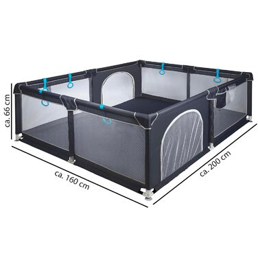 Дитячий манеж ONVAYA 160x200 см, захисна огорожа для малюків, прямокутний, сірий, безпечний і нетоксичний