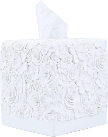 Декоративний чохол для коробки серветок Kleenex Hymmah, квадратний з лотком, дизайн «куб» для спальні та вітальні, колір білий