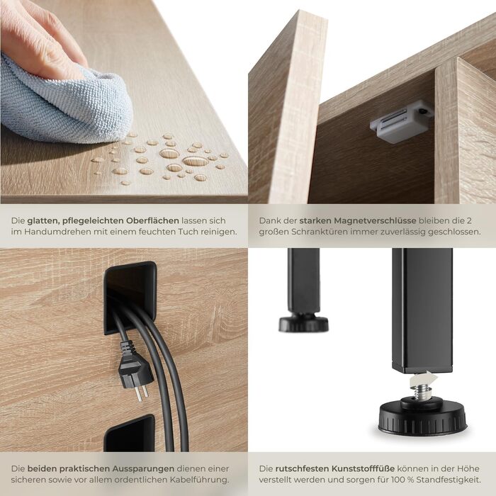 Тумба під телевізор tectake®: промисловий дизайн, дерево + метал, 110 x 41.5 x 50.5 см, для телевізорів до 55 дюймів