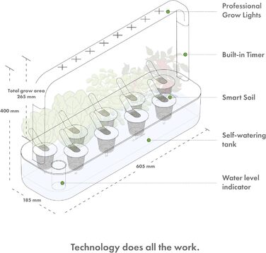 Click and Grow Indoor Garten: Розумний сад для вирощування зелені вдома з LED, 9 капсул (Бежевий)
