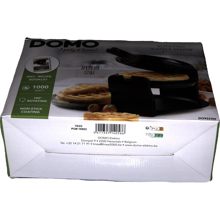 Вафельниця DOMO DO9223W з антипригарним покриттям, контрольна лампа, чорна