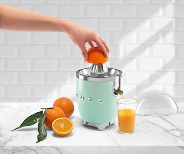 Соковитискач для цитрусових SMEG CJF11PGEU електричний, 70 Вт, нержавіюча сталь, захист від капання, пастельно-зелений