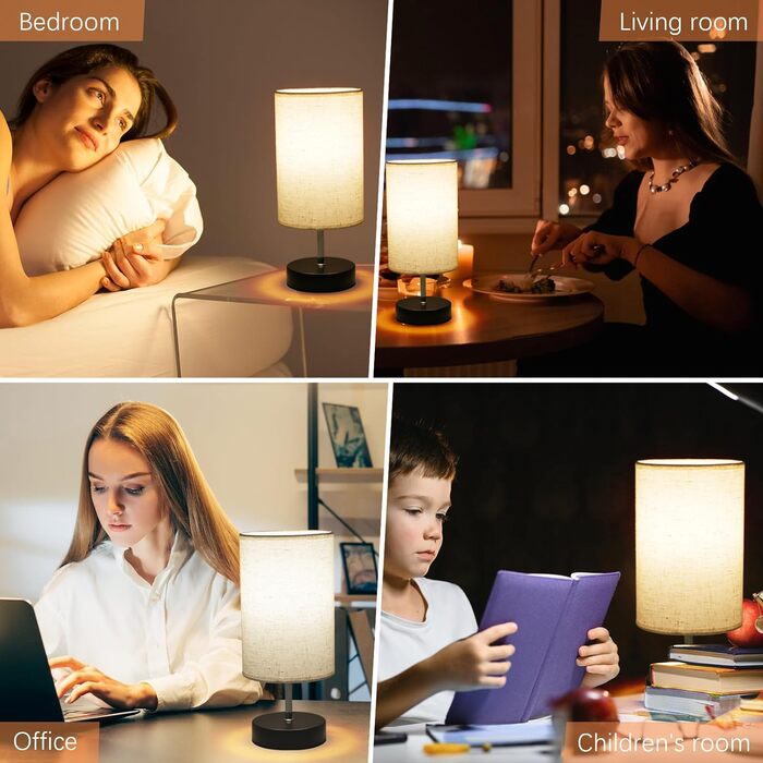 Настільна лампа TAIKOUL з сенсорним димером, 2 шт. LED, лляний абажур, для дитячої, спальні, вітальні