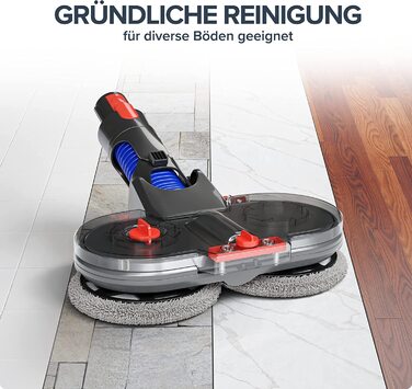 Електрична насадка для вологого прибирання Dripl для пилососів Dyson V7/V8/V10/V11/V15/Gen5 з від'ємним резервуаром для води, 6 багаторазових мопів і 1 контейнером для заповнення