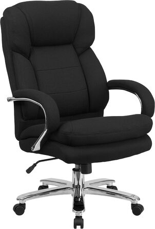 Офісне крісло Flash Furniture Hercules, ергономічне, з високою спинкою, м'яке сидіння, підлокітники, чорний текстиль