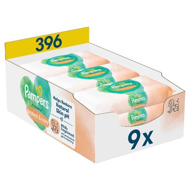 Дитячі вологі серветки Pampers Harmonie Protect & Care з календулою, 396 шт (9 упаковок по 44 шт)