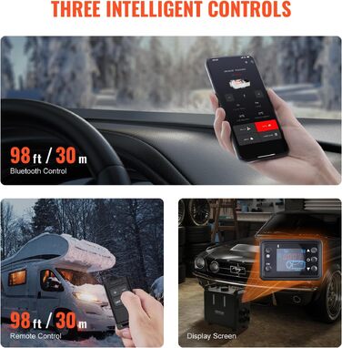Автономний дизельний обігрівач повітря VEVOR 8 кВт 12/24В з Bluetooth, пультом керування та CO-датчиком, портативний