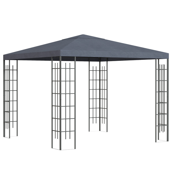 Аутсонячна садова альтанка 3x3 м міцний намет для вечірок Marquee Garden Tent зі сталі та поліестеру сірого кольору для вечірок у саду та заходів