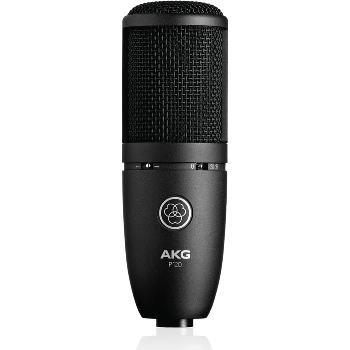 Студійний конденсаторний мікрофон AKG P120 чорний + кабель Stagg XLR-XLR 3 м червоний для запису