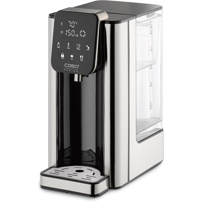 Диспенсер для гарячої води CASO HW 666 Inox UV з УФ-дезінфекцією, 2.7л, 2600Вт, для дитячого харчування, 40-100°C, нержавіюча сталь, з фільтром