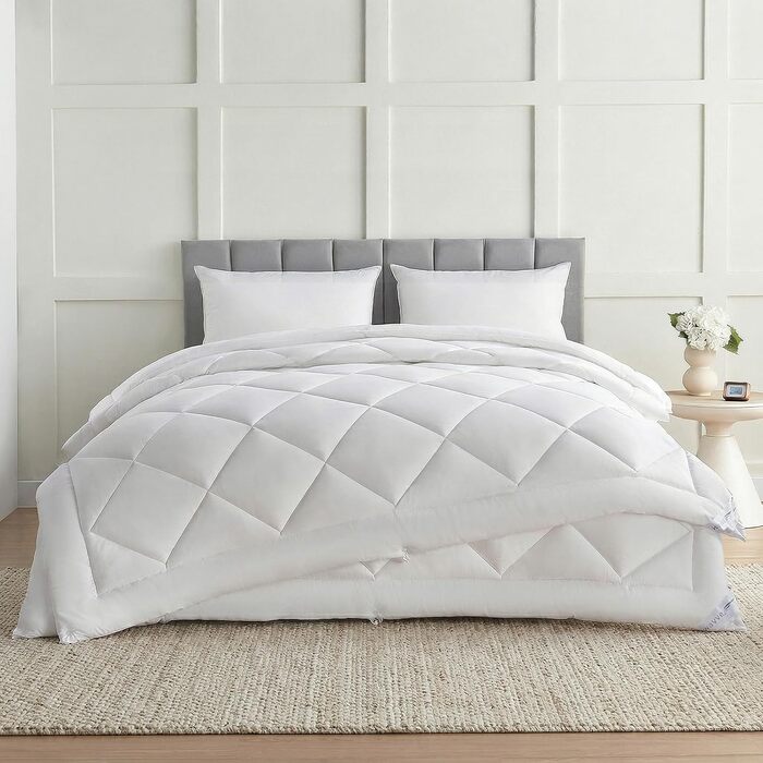 Комплект всесезонних ковдр WAVVE 200x220 см, 2 частини (літня 150 г/м² та цілорічна 300 г/м²), зимова ковдра 450 г/м², мікрофібра, біла
