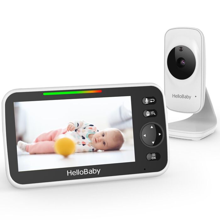 Радіоняня HelloBaby з камерою, 29 год автономії, поворотна камера 318°/120°, нічна зйомка, двосторонній зв'язок (HB50)