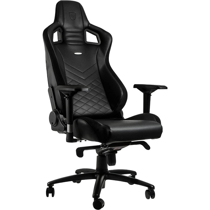 Ігрове крісло noblechairs Epic чорне, ергономічне, з підголівником і поперековою підтримкою, PU-шкіра, для користувачів до 120 кг і 185 см