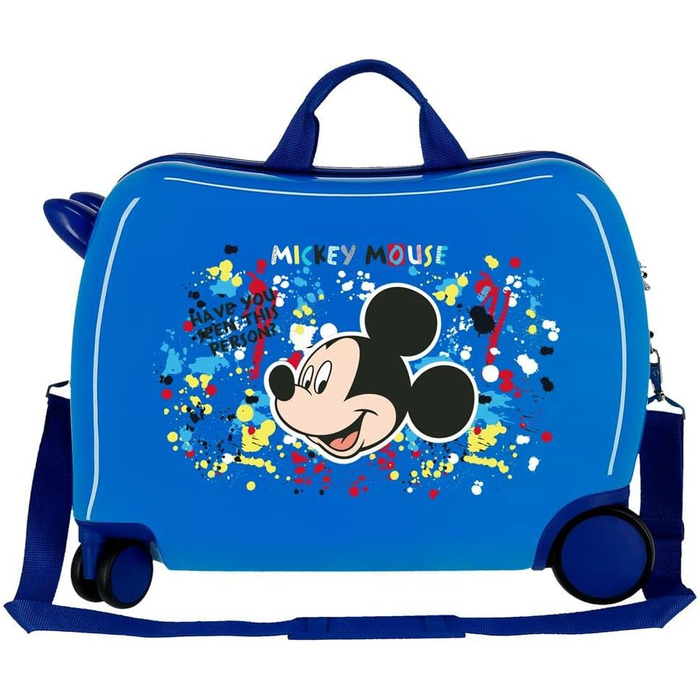Дитяча валіза Disney Mickey Colour Mayhem, синя, 50x38x20 см, жорсткий пластик, 34 л, 4 колеса, ручна поклажа