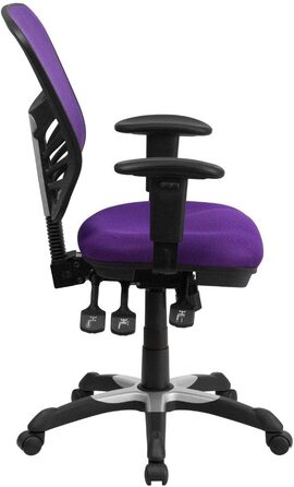 Ергономічне офісне крісло Flash Furniture з сітчастою спинкою, анатомічним та регульованим по висоті сидінням, 3 важелями керування, фіолетове