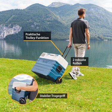 Автомобільний холодильник First Austria 43L з Bluetooth, -20°C, 12/24V/220V - блакитно-сірий