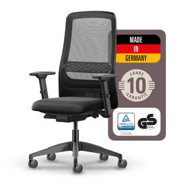 Ергономічне офісне крісло Interstuhl SMART Air, синхромеханізм, 4D-підлокітники, підтримка попереку, чорне, Made in Germany