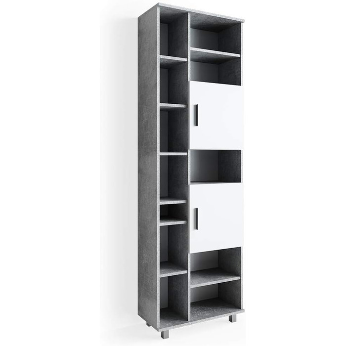 Високий шафа для ванної Vicco Ilias, бетон/білий, 60x190 см