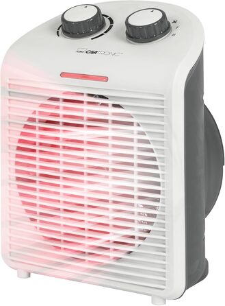 Компактний мобільний тепловентилятор Clatronic HL 3761, 2000 Вт, 1000 Вт, білий, з вентилятором, контролем перегріву та індикатором роботи