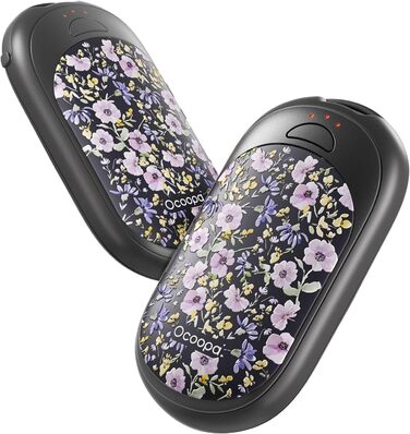 Електричні грілки для рук OCOOPA 2 шт. з магнітною фіксацією, 5000mAh, 3 режими нагріву, компактні, для рукавичок, сумки, зимові аксесуари, подарунки для чоловіків та жінок (фіолетовий/білий)