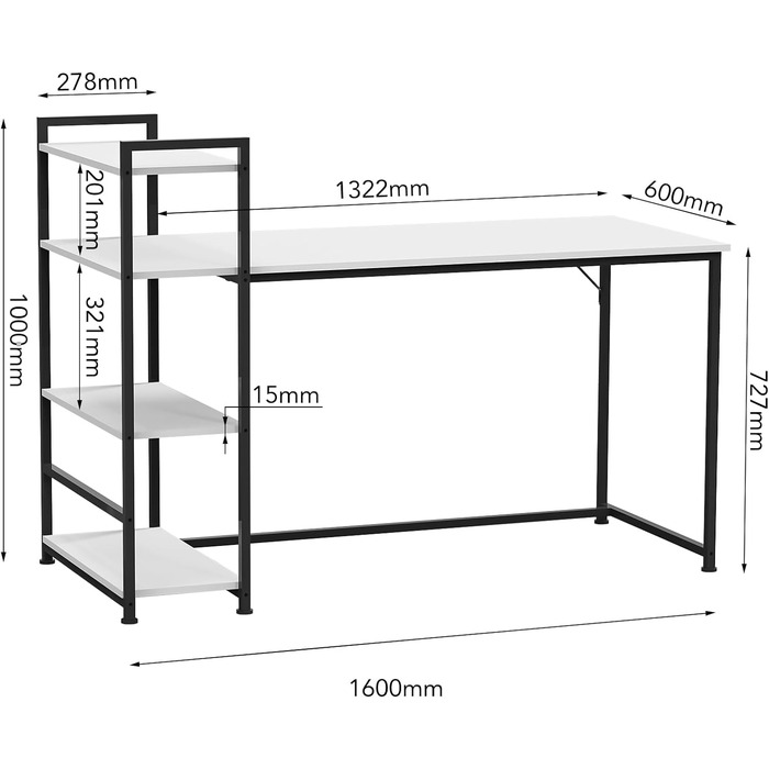 Стіл SANODESK FD для комп'ютера та їдальні, домашній офіс, 120x60x75 см, горіх+чорний, без шафи