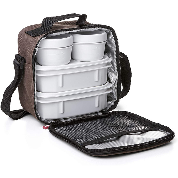 Термосумка Tatay 3 л з 4 контейнерами, BPA-free, коричнева, 22,5x10x22 см